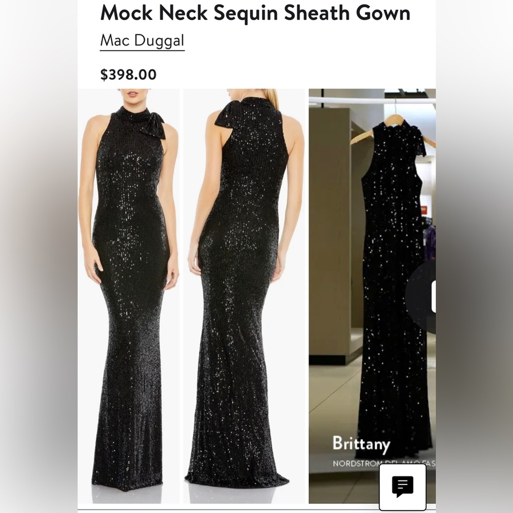 Ieena for Mac Duggal  Mock Neck Sequin Sheath Gown
Mac Duggal
